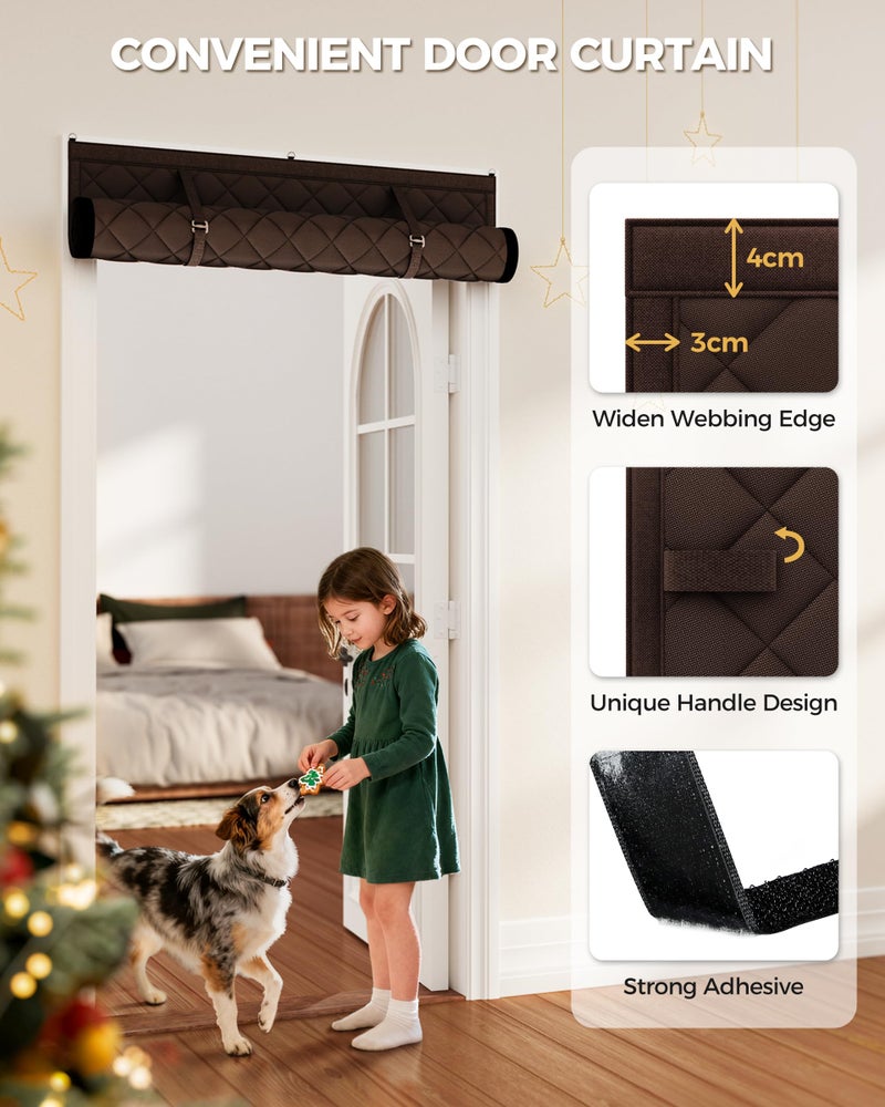 Augblinds Thermal Insulated Door Curtain Fits Door Size 32 x 80 Inch, Oxford Cloth Thicken Cotton Filled, Curtain Size 35" x 82", Single Piece Door Insulation Blanket Cover for Cold in Winter, Brown - Image 4