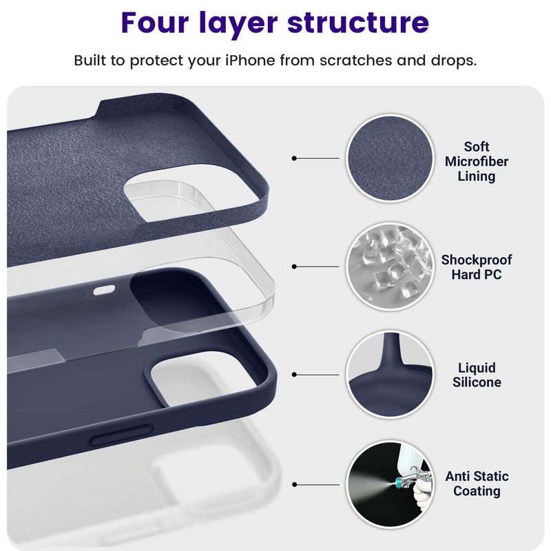 OTOFLY Designed for iPhone 13 Phone Case, Silicone Shockproof Slim Thin Phone Case for iPhone 13 6.1 inch (Midnight Blue) - Image 2