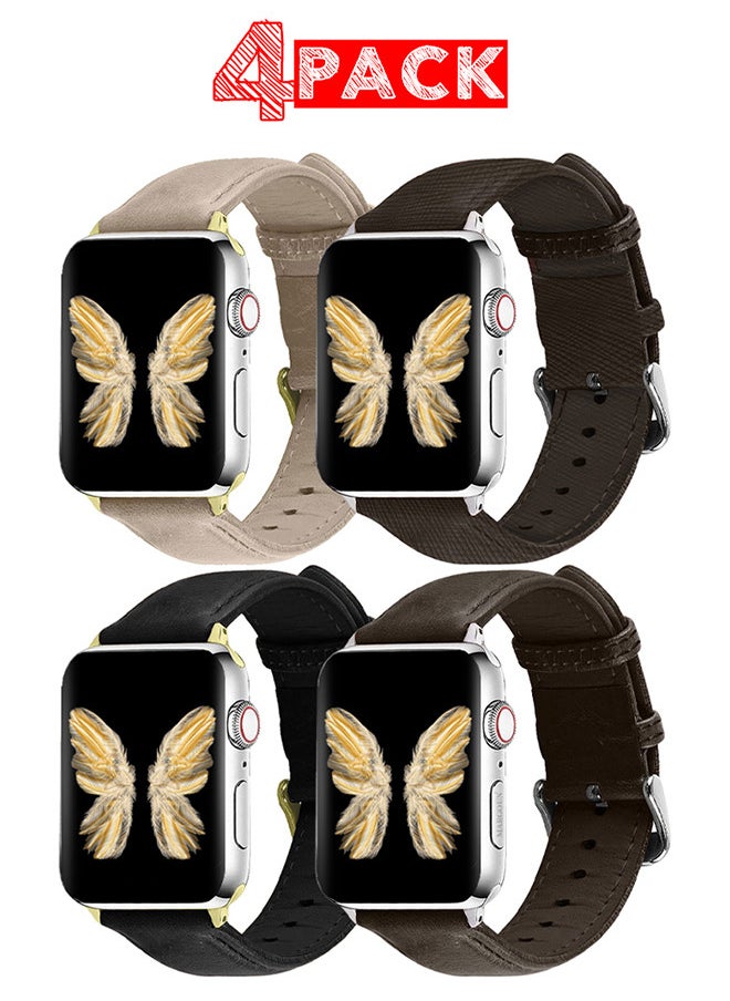 CATANES - 4 Pack For Apple Watch Band 38mm/40mm/41mm Leather Band Buckle Strap Wristband Compatible with Apple watch series 7/6/5/4/3/2/1/SE - Image 1