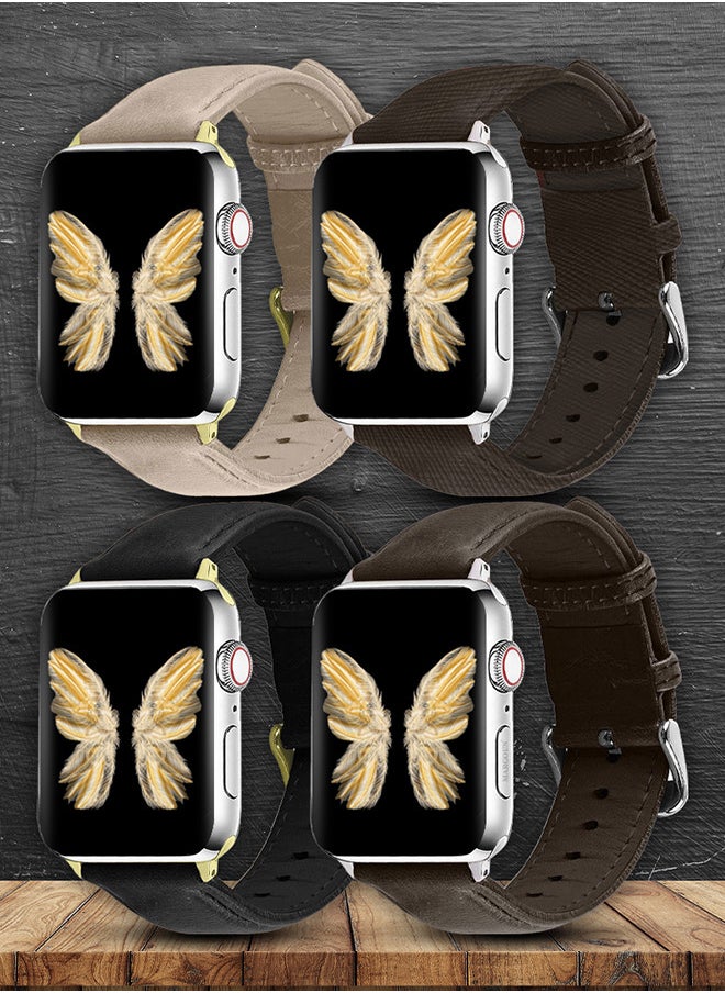 CATANES - 4 Pack For Apple Watch Band 38mm/40mm/41mm Leather Band Buckle Strap Wristband Compatible with Apple watch series 7/6/5/4/3/2/1/SE - Image 1