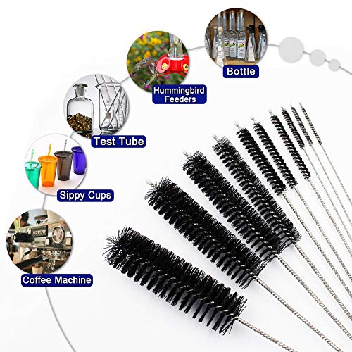 DiCUNO Straw Cleaning Brushes Set, 8 Inch Nylon Tube Brushes, Different Sizes Clean Brush for Bottle, Pipe, Keyboard, 2 Sets of Super Hard & Medium Hard - Image 4