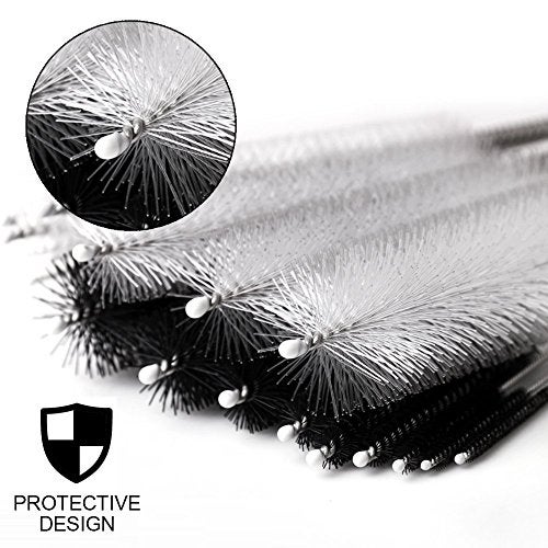 DiCUNO Straw Cleaning Brushes Set, 8 Inch Nylon Tube Brushes, Different Sizes Clean Brush for Bottle, Pipe, Keyboard, 2 Sets of Super Hard & Medium Hard - Image 2