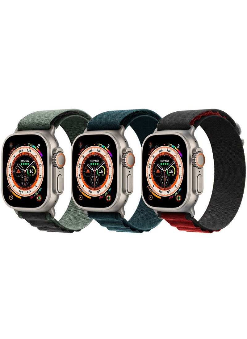 CATANES - 3 Pack For Apple Watch Band 49mm 45mm 44mm 42mm Alpine Loop Band Women Men Adjustable with Metal G-Hook Strap for iWatch Ultra Series SE 8/7/6/5/4/3/2/1 Multicolour - Image 1