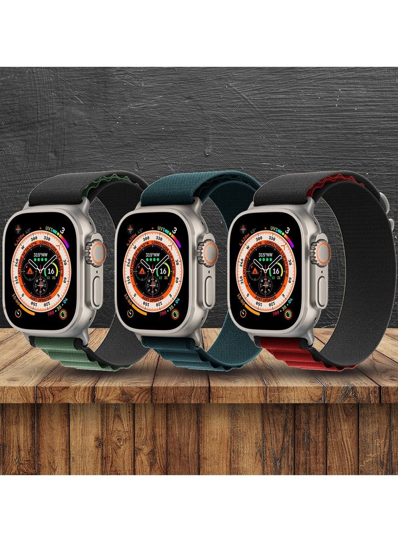 CATANES - 3 Pack For Apple Watch Band 49mm 45mm 44mm 42mm Alpine Loop Band Women Men Adjustable with Metal G-Hook Strap for iWatch Ultra Series SE 8/7/6/5/4/3/2/1 Multicolour - Image 1