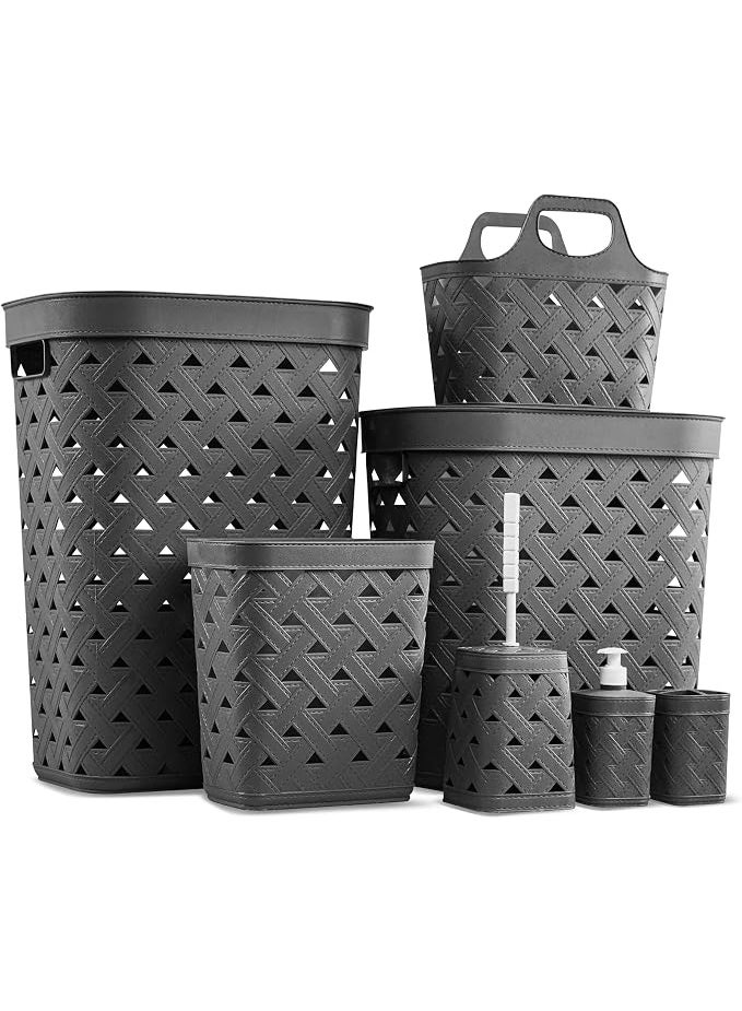 Aksa Leather Set 7 Pieces Dark grey - Image 1