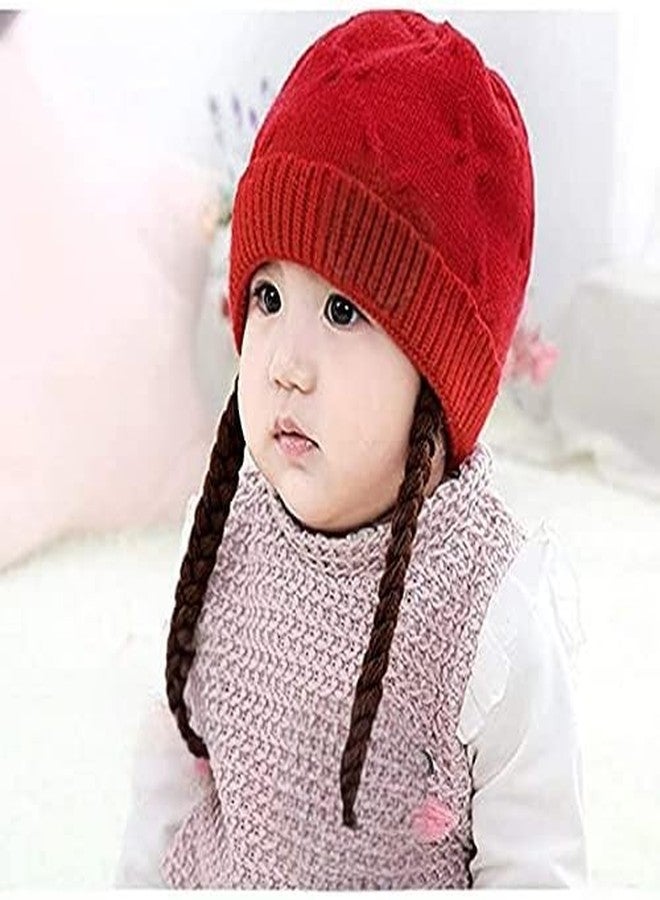 Richmen Baby Boys Girls Winter Hat Soft Woolen Beanie Braids Cap for Girl Kids Warm Knitted Windproof Cap for Toddler’s Fashion Children Infant Hat for (6Month -4Yrs) Red 3 - Image 2