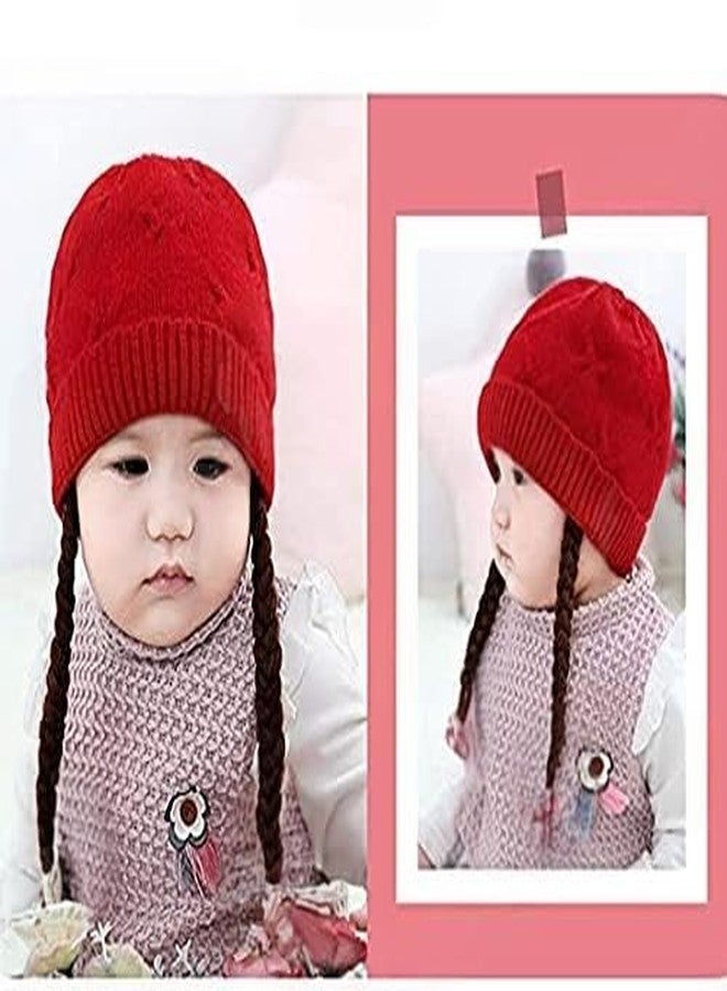 Richmen Baby Boys Girls Winter Hat Soft Woolen Beanie Braids Cap for Girl Kids Warm Knitted Windproof Cap for Toddler’s Fashion Children Infant Hat for (6Month -4Yrs) Red 3 - Image 3