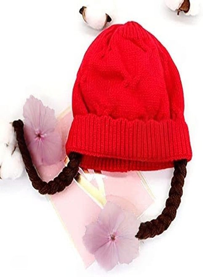 Richmen Baby Boys Girls Winter Hat Soft Woolen Beanie Braids Cap for Girl Kids Warm Knitted Windproof Cap for Toddler’s Fashion Children Infant Hat for (6Month -4Yrs) Red 3 - Image 4