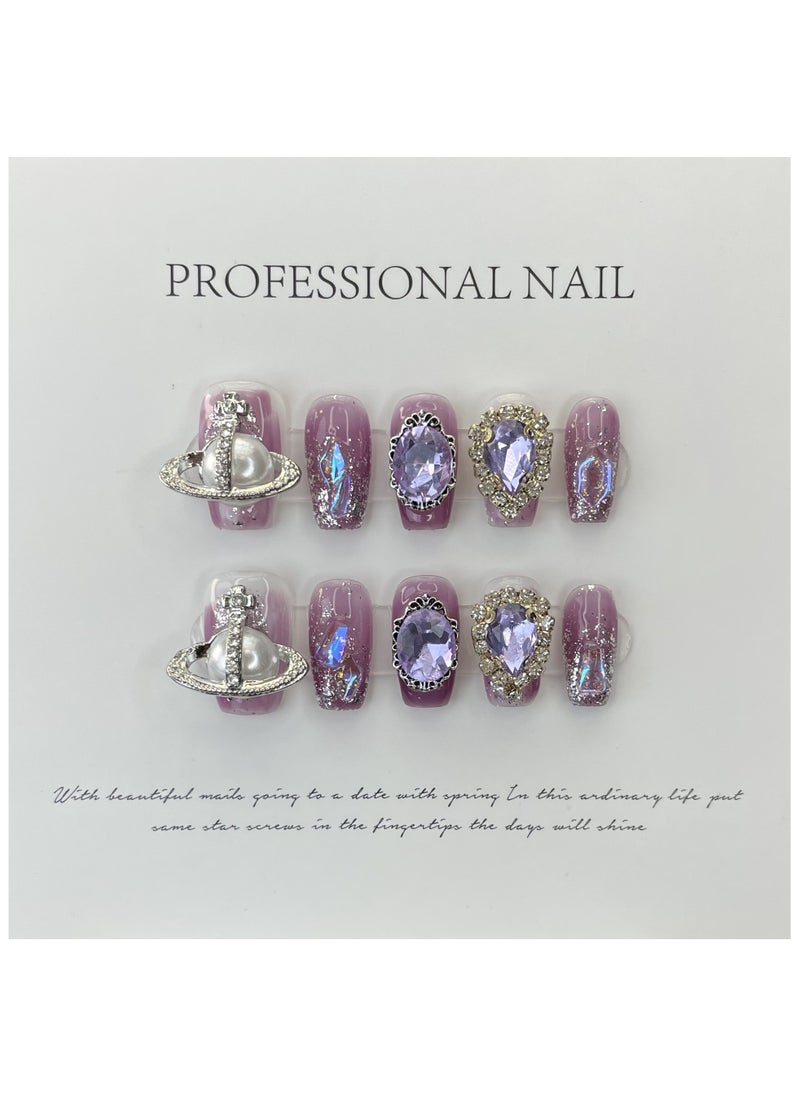 Binzo Beauty - Binzo Beauty Handmade Press On Nails, 10pcs, Nails Art , Acrylic Nails, False Nails, Luxury Collection, Luxury Nails Arts, New Accessories， Wedding Nails，Party Nails. - Image 1