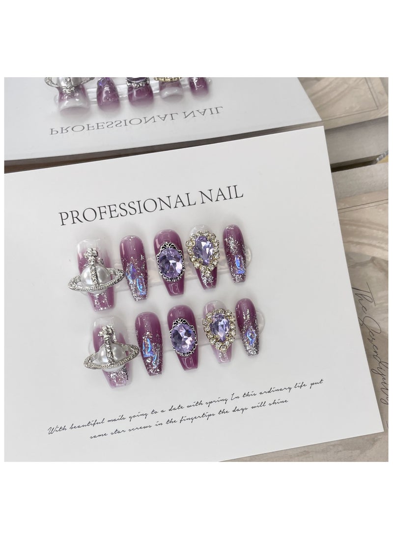 Binzo Beauty - Binzo Beauty Handmade Press On Nails, 10pcs, Nails Art , Acrylic Nails, False Nails, Luxury Collection, Luxury Nails Arts, New Accessories， Wedding Nails，Party Nails. - Image 1