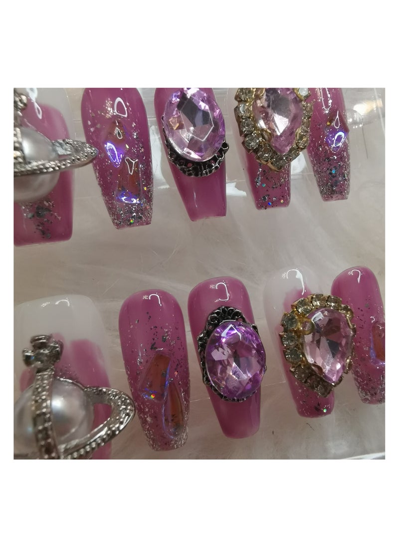 Binzo Beauty - Binzo Beauty Handmade Press On Nails, 10pcs, Nails Art , Acrylic Nails, False Nails, Luxury Collection, Luxury Nails Arts, New Accessories， Wedding Nails，Party Nails. - Image 1