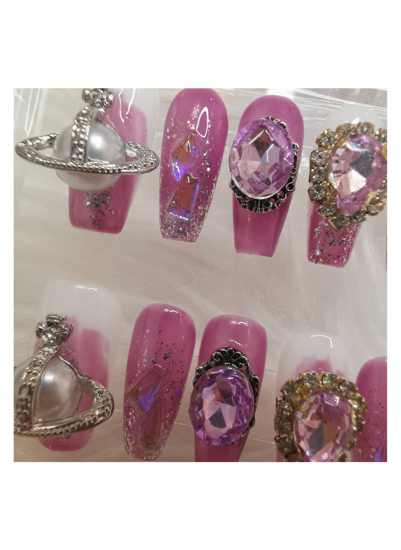 Binzo Beauty - Binzo Beauty Handmade Press On Nails, 10pcs, Nails Art , Acrylic Nails, False Nails, Luxury Collection, Luxury Nails Arts, New Accessories， Wedding Nails，Party Nails. - Image 1