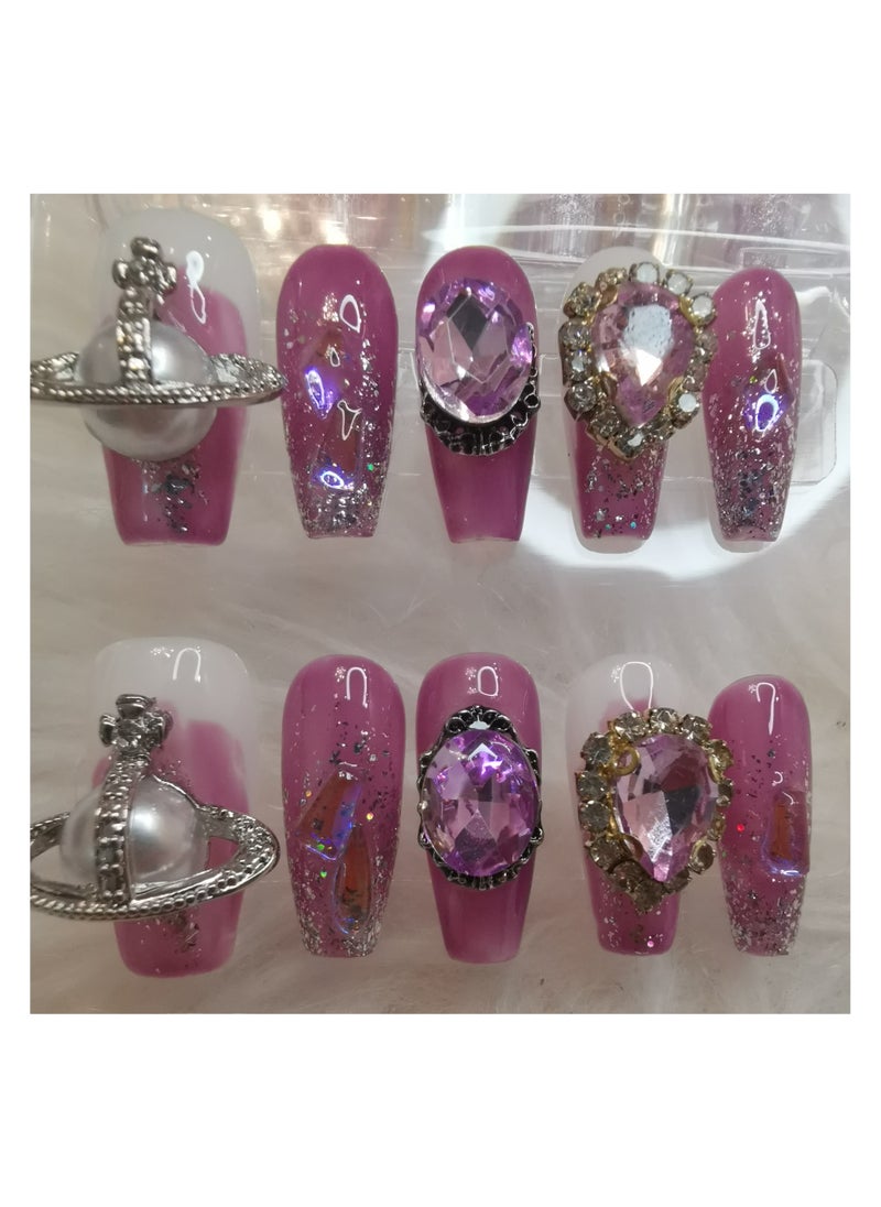 Binzo Beauty - Binzo Beauty Handmade Press On Nails, 10pcs, Nails Art , Acrylic Nails, False Nails, Luxury Collection, Luxury Nails Arts, New Accessories， Wedding Nails，Party Nails. - Image 1