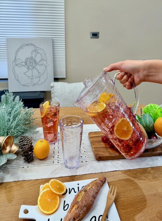 KLIFA- RIPPLE- 2.13 Quarts/76 oz, Acrylic Water Pitcher with Strong Handle, BPA-Free, Shatter-proof Jug with Lid, Plastic Pitcher for Juice, Milk, Beverage & Iced Tea,1 piece, Clear - Image 3