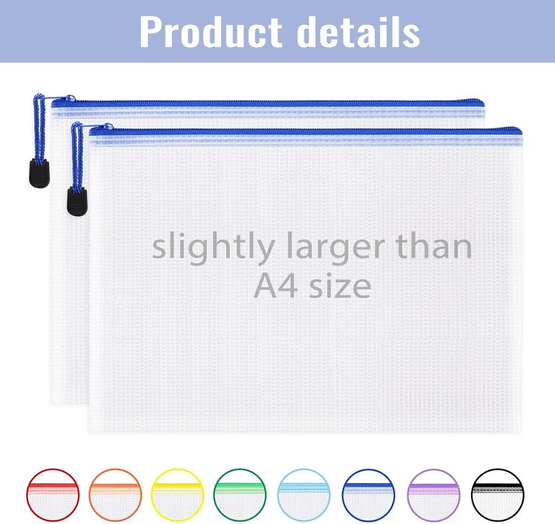 EOOUT 24pcs A4 Zipper Pouch Bags, Mesh Pouch Bags with Labels for Board Games & Puzzles Supplies, Waterproof Document Zipper Cases for School Toys Office Cosmetics Travel Storage,8 Colors - Image 3