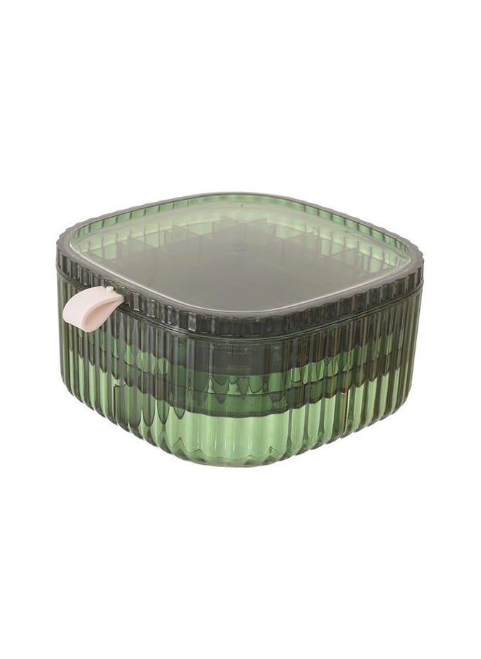 Generic Jewelry Storage Box, Layer Jewelry Organizer, Jewelry Organizer for Necklaces, Earrings, Rings, Bracelets 15 * 15 * 7.5cm - Clear Green Ld-1003  - Image 1