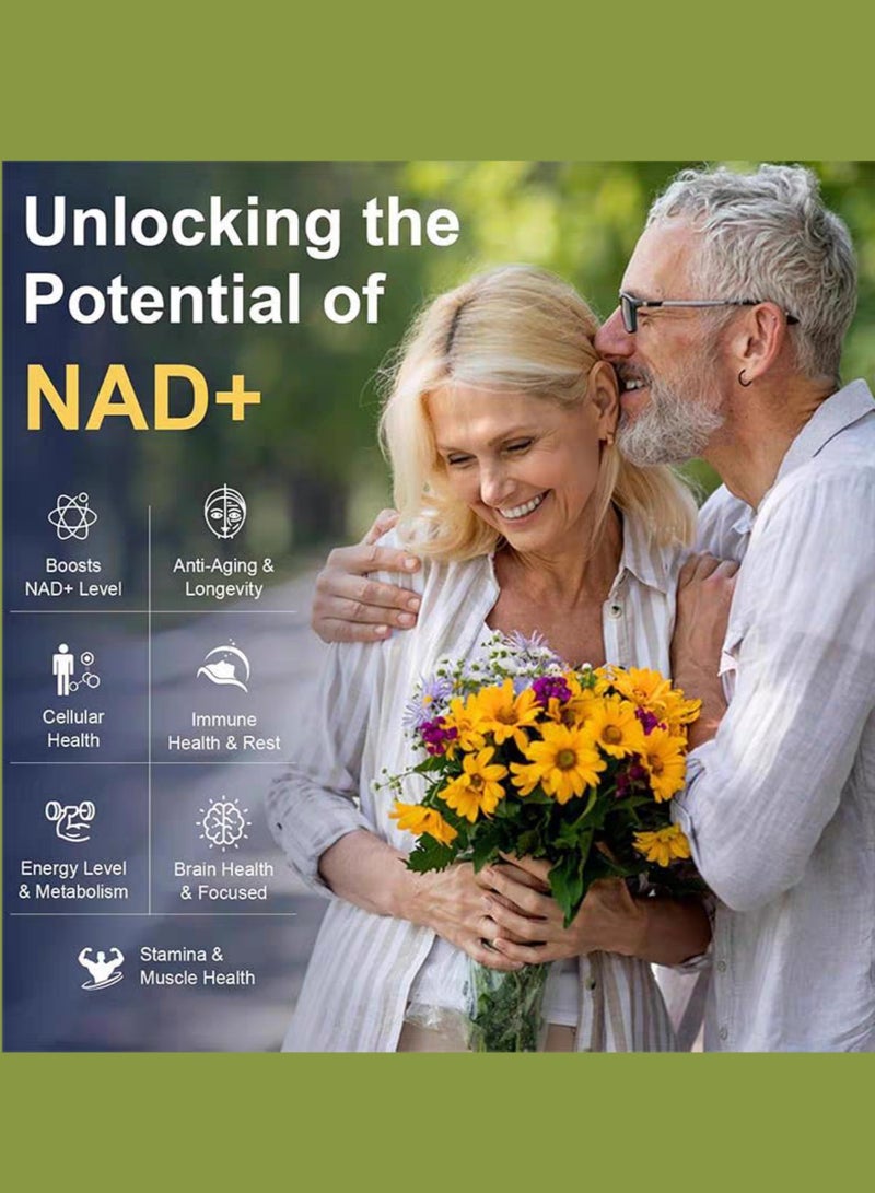 توتاريا مكمل NAD+ المضاد للشيخوخة - نيكوتيناميد ريبوسيد، ريسفيراترول والبيتين، يعزز الطاقة الخلوية والمناعة والتركيز، 120 كبسولة للنساء والرجال - Image 4