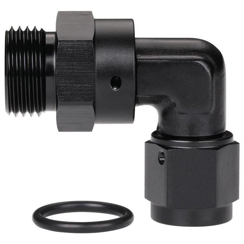 Podavelle 6AN Female Flare Swivel to 8AN 8 ORB Male Oring Boss 90 Degree Fitting Adapter Aluminum Black - Image 2