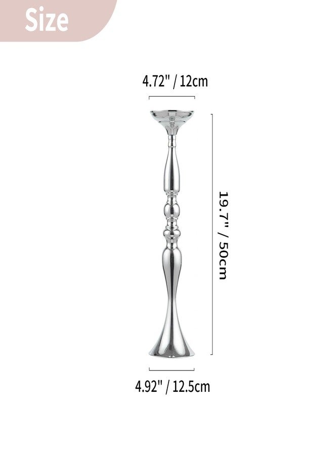 NUPTIO 2 Pcs Versatile Metal Flower Arrangement, Candle Holder Stand Set Candlelabra for Wedding Party Dinner Centerpiece Event Road Lead Restaurant Hotel Decoration (Silver, 19.7" H) - Image 4