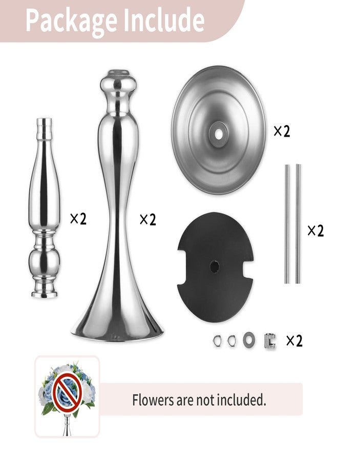 NUPTIO 2 Pcs Versatile Metal Flower Arrangement, Candle Holder Stand Set Candlelabra for Wedding Party Dinner Centerpiece Event Road Lead Restaurant Hotel Decoration (Silver, 19.7" H) - Image 5