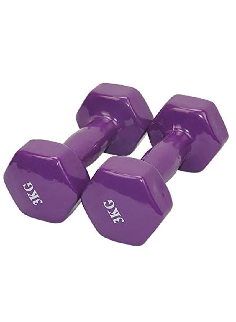 في سبورت دمبل حديد مطلي بالفينيل بوزن 3 كجم ، مجموعه من قطعتين ، من في سبورت - Image 1