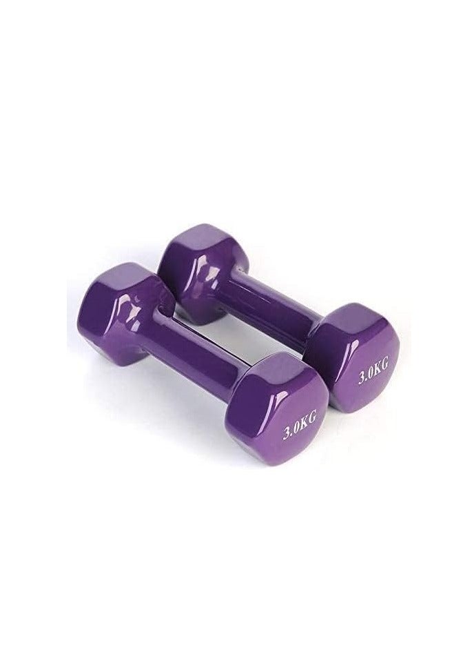 في سبورت دمبل حديد مطلي بالفينيل بوزن 3 كجم ، مجموعه من قطعتين ، من في سبورت - Image 2