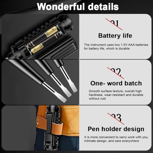 Serplex® Voltage Multimeter Pen with Light, 3-Color Indicator Light & Sound Alarm, Live Wire Detection, Voltage Pen with Slotted Probe, Battery Operated Non-Contact Voltmeter, No Battery Included - Image 3
