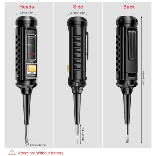 Serplex® Voltage Multimeter Pen with Light, 3-Color Indicator Light & Sound Alarm, Live Wire Detection, Voltage Pen with Slotted Probe, Battery Operated Non-Contact Voltmeter, No Battery Included - Image 2