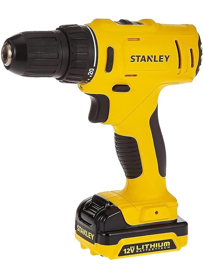 Stanley - Cordless Hammer Drill 12V 1.5Ah Li Ion Battery + 16 Pieces Drill And Screwdriver Bits Set Sch121S2Kme1 B5 - Image 1