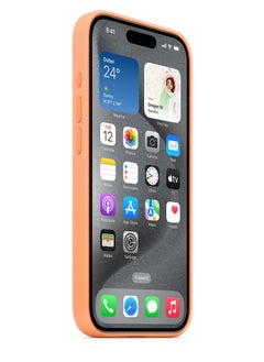 Silicone iPhone 15 Pro Silicone Case with MagSafe - Orange Sorbet  - Image 2