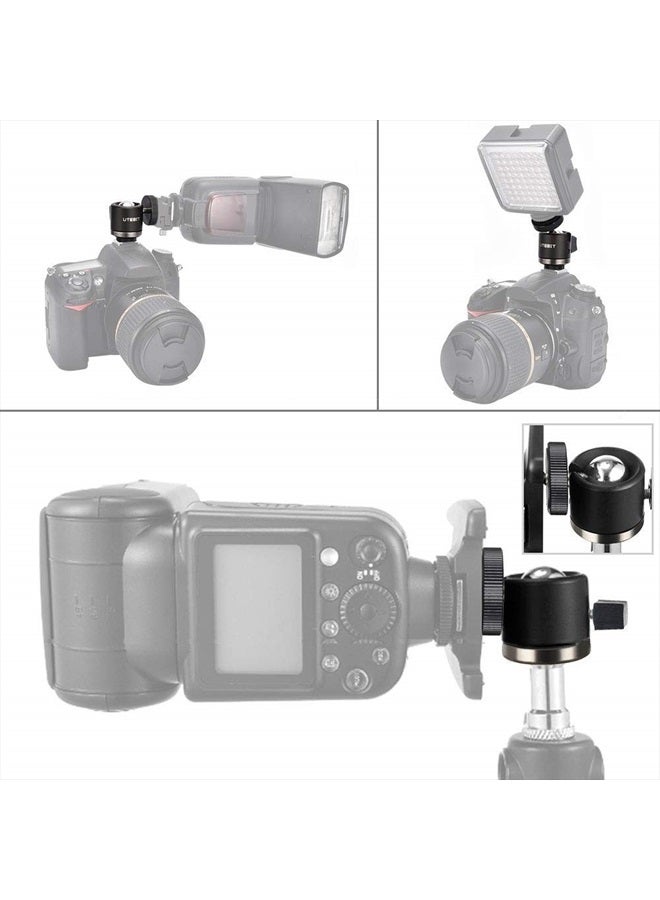 UTEBIT Mini Tripod Head Ball Head with 1/4 Hot Shoe Adapter 360° Rotatable Ball Head Hot Shoe Ball Head Aluminium with Camera Hot Shoe Ball Joint Holder Compatible with Nikon, HTC Vive VR - Image 4