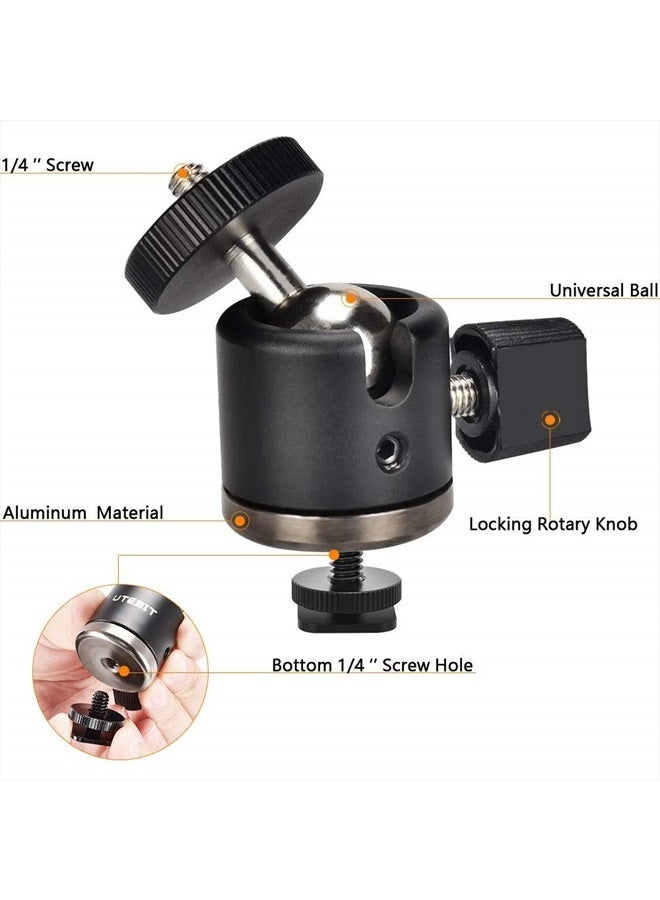 UTEBIT Mini Tripod Head Ball Head with 1/4 Hot Shoe Adapter 360° Rotatable Ball Head Hot Shoe Ball Head Aluminium with Camera Hot Shoe Ball Joint Holder Compatible with Nikon, HTC Vive VR - Image 2