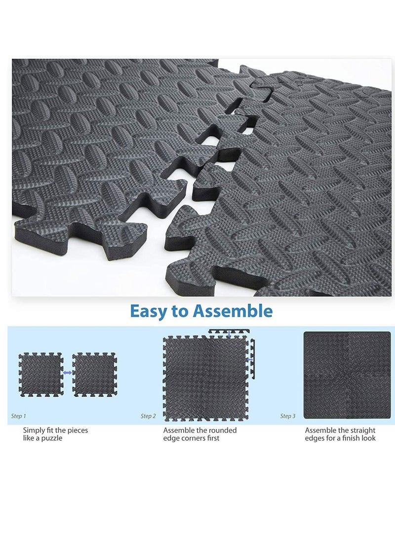 12pcs Arabest Foam Flooring Tiles Eva Foam Mats Interlocking Foam Tiles 1.2cm Thickness Baby Play Mat Foam Exercise Mat for Home Workout 30x30cm