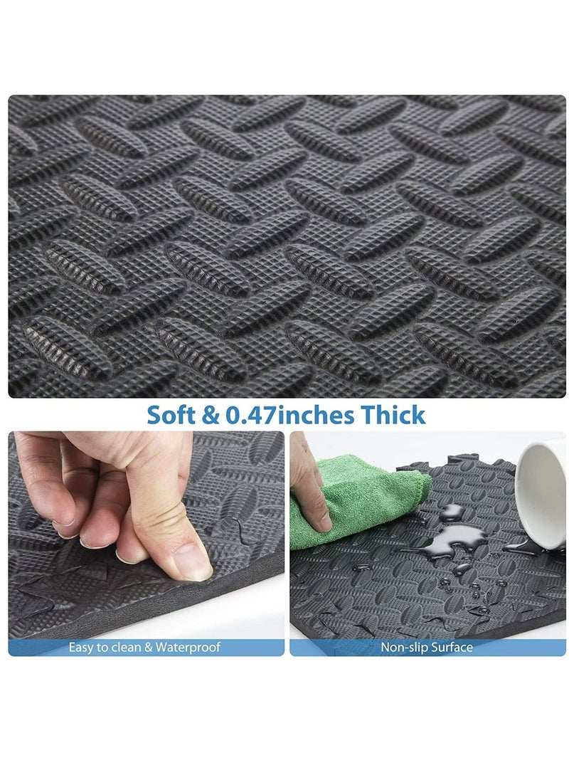 12pcs Arabest Foam Flooring Tiles Eva Foam Mats Interlocking Foam Tiles 1.2cm Thickness Baby Play Mat Foam Exercise Mat for Home Workout 30x30cm