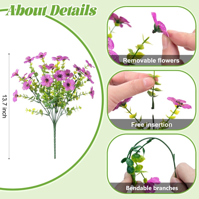 Ammyoo Artificial Flowers for Outdoors Potted Spring Decor, 12 Bundles Fake Summer Daisy with Realistic Eucalyptus Leaves, Faux Plants for Greenery Boxwood Porch Patio Garden Pot Lawn - Image 2