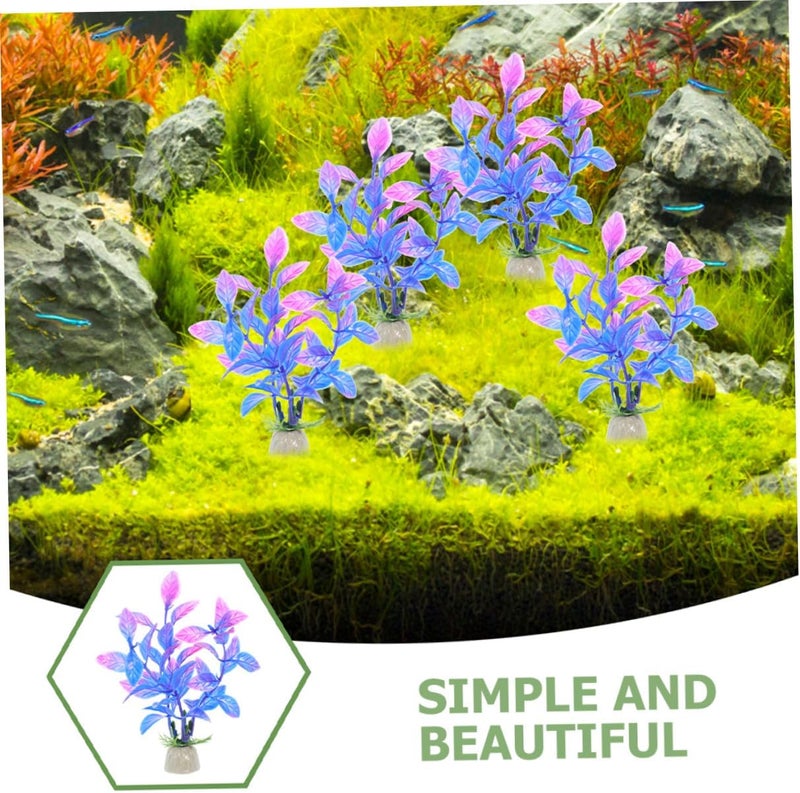 Abaodam 20pcs Aquarium Artificial Plants Decorations Purple Plastic Fish Tank Plants for Aquarium Décor Fake Water for Fish Tank Landscape Accessories - Image 3