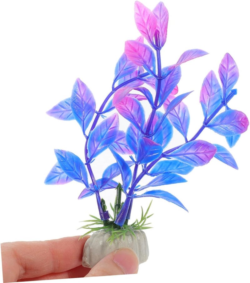 Abaodam 20pcs Aquarium Artificial Plants Decorations Purple Plastic Fish Tank Plants for Aquarium Décor Fake Water for Fish Tank Landscape Accessories - Image 4