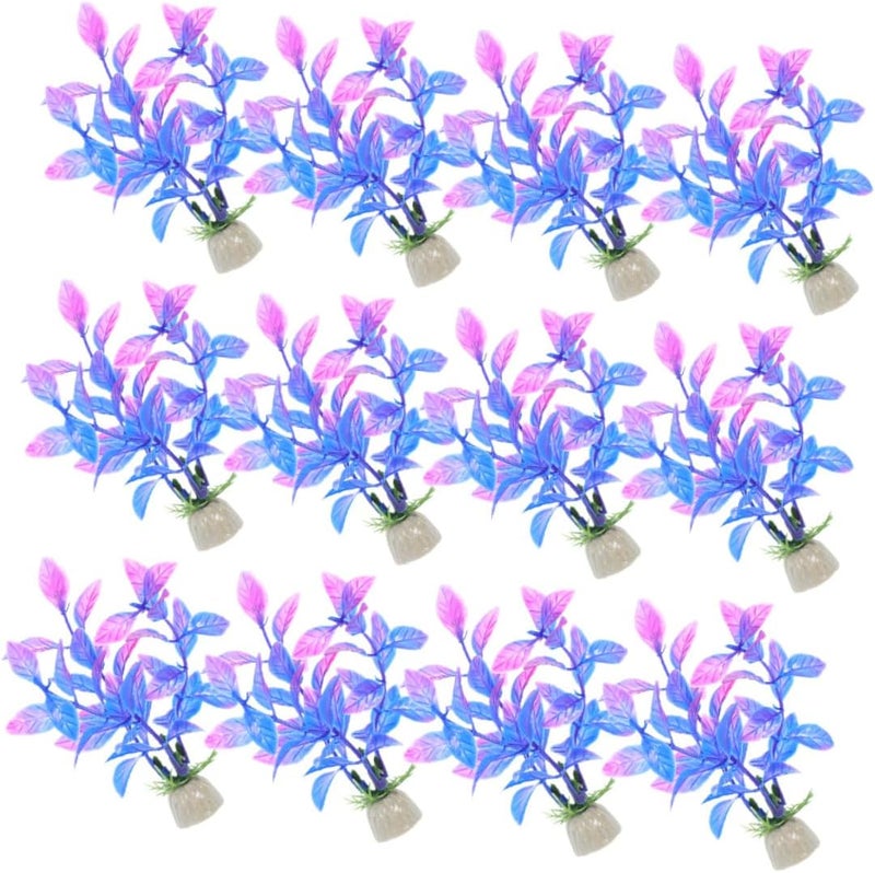 Abaodam 20pcs Aquarium Artificial Plants Decorations Purple Plastic Fish Tank Plants for Aquarium Décor Fake Water for Fish Tank Landscape Accessories - Image 1