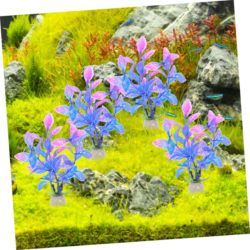 Abaodam 20pcs Aquarium Artificial Plants Decorations Purple Plastic Fish Tank Plants for Aquarium Décor Fake Water for Fish Tank Landscape Accessories - Image 5