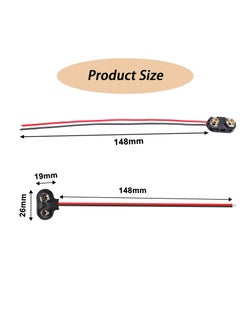 SUNSAR 20PCS 9V Battery Connector T-Type and I-Type 9 Volt Battery Clip 9 Volt Long Cable Connection Soft Shell, Black  - Image 2