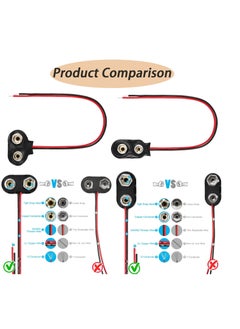 SUNSAR 20PCS 9V Battery Connector T-Type and I-Type 9 Volt Battery Clip 9 Volt Long Cable Connection Soft Shell, Black  - Image 3
