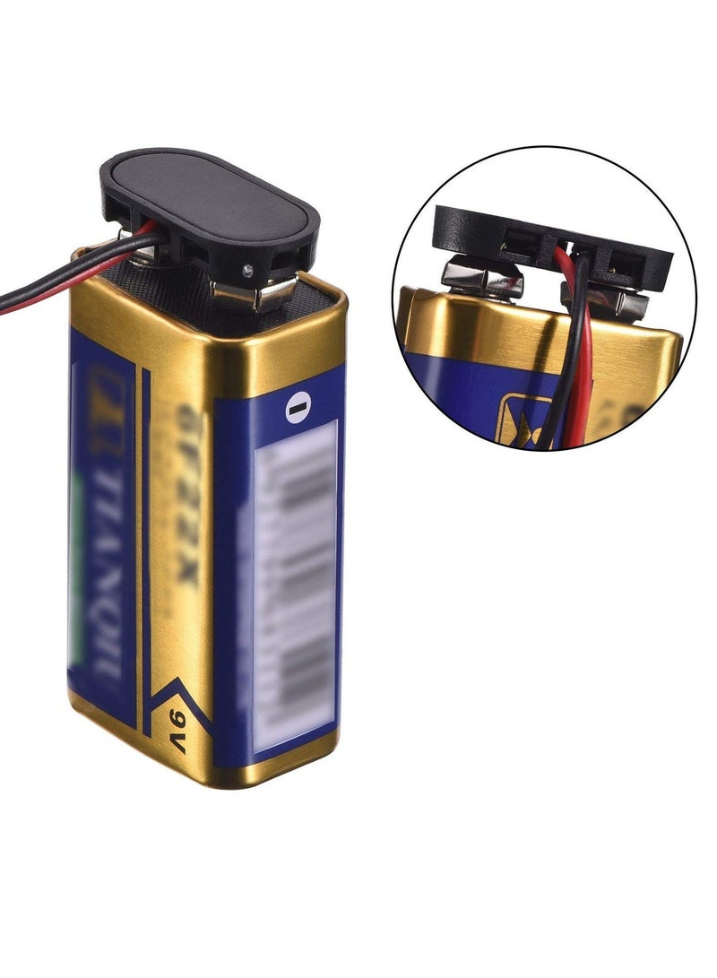 سونسر 20 قطعة موصل بطارية 9 فولت موصل بطارية 9 فولت من النوع T والنوع I-مشبك بطارية 9 فولت 9 فولت توصيل كابل طويل ناعم الغلاف، أسود - Image 5