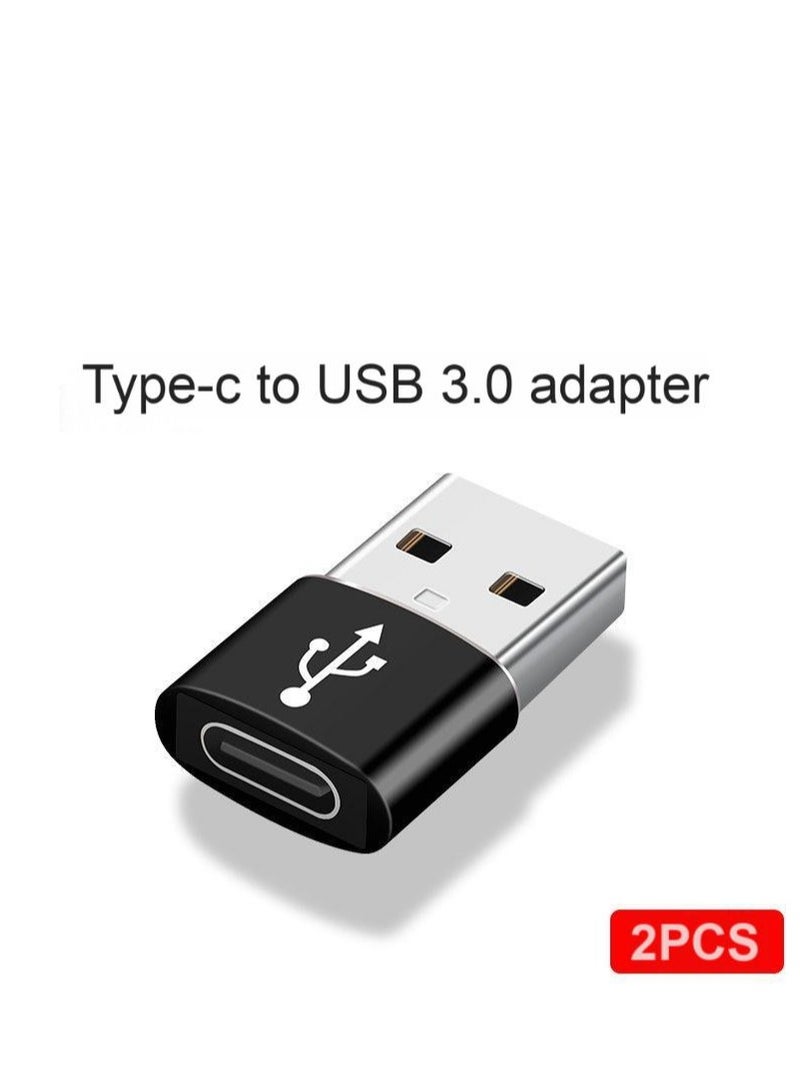 2-Piece Type-C to USB-A Converter OTG Adapter Set – USB 3.0 Technology, Supports Data Transfer & Charging – Compatible with Smartphones, Tablets, and Laptops – Black - Image 1