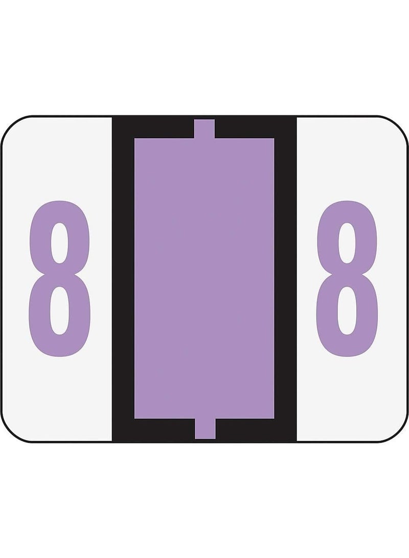 Smead Smead BCCRN Bar-Style Color-Coded Numeric Label, 8, Label Roll, Lavender, 500 Labels per Roll (67378)  - Image 2
