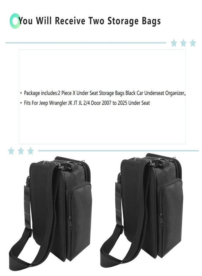 YOCTM حقيبة تخزين YOCTM ثنائية، تُوضع أسفل المقعد، مع حامل نظارات شمسية، مناسبة لسيارات جيب رانجلر JK وJL موديلات 2017-2024. منظمات داخلية، مساحة تخزين إضافية، لون أسود أكسفورد. - Image 2