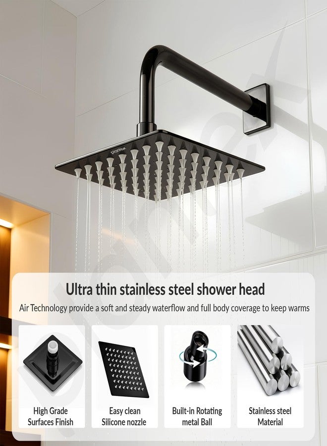 Plantex Stainless Steel Overhead Shower 6 x 6 inch with Water-Saving Technology/High pressure Rain Shower Head without Arm/Bathroom Shower -(Ultra Slim-PVD Black) - Image 2