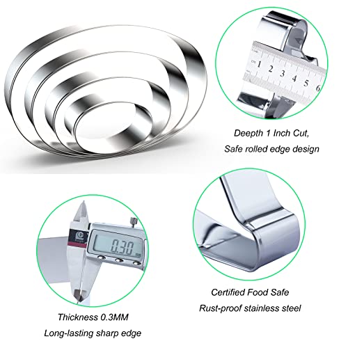 QAAQS Oval Cookie Cutter Set Large - 5 Inch, 4 Inch, 3 Inch, 2 Inch - Geometric Frame Plaque Cookie Cutters Shapes Molds - Stainless Steel - Image 3