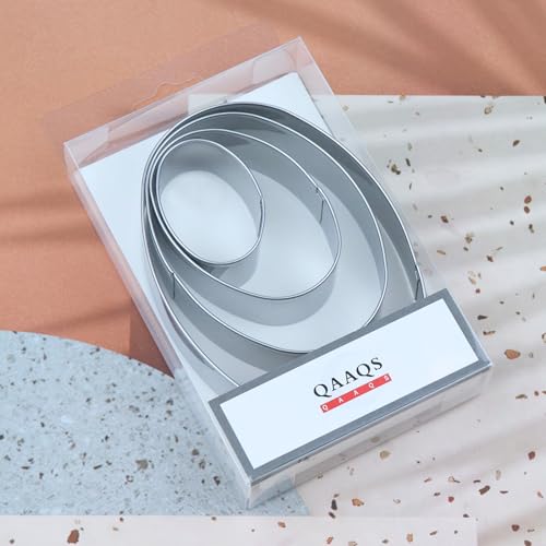 QAAQS Oval Cookie Cutter Set Large - 5 Inch, 4 Inch, 3 Inch, 2 Inch - Geometric Frame Plaque Cookie Cutters Shapes Molds - Stainless Steel - Image 5