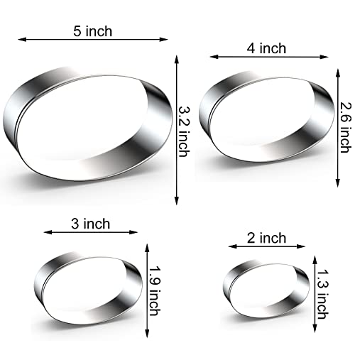 QAAQS Oval Cookie Cutter Set Large - 5 Inch, 4 Inch, 3 Inch, 2 Inch - Geometric Frame Plaque Cookie Cutters Shapes Molds - Stainless Steel - Image 2