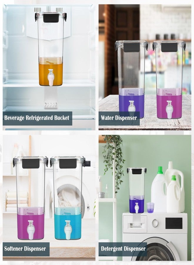 Soaoo 2 Pcs Laundry Detergent Dispenser 87 oz Liquid Soap Dispenser with Faucet for Laundry Room 2 Liquid Detergent Holder with Labels and 2 Measuring Cup Fabric Softener Container - Image 5